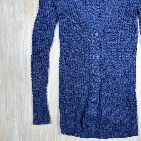 American Eagle Blue Knit Button Front Pockets Long Sleeve Cardigan Sweater XS - Picture 4 of 12